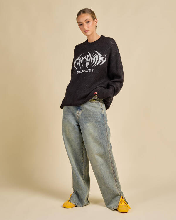 Diablo Box Fit Crew Neck Knit Sweater