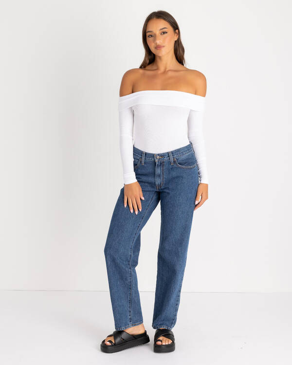 Basic Fine Rib Long Sleeve Off Shoulder Top