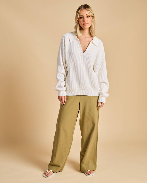 Muse V-Neck Collared Fluffy Knit Jumper