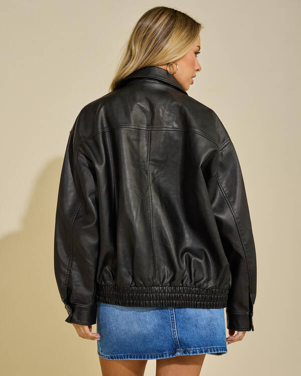 Maverick Faux Leather Bomber Jacket