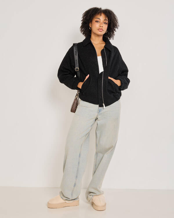 Juno Boucle Bomber Jacket