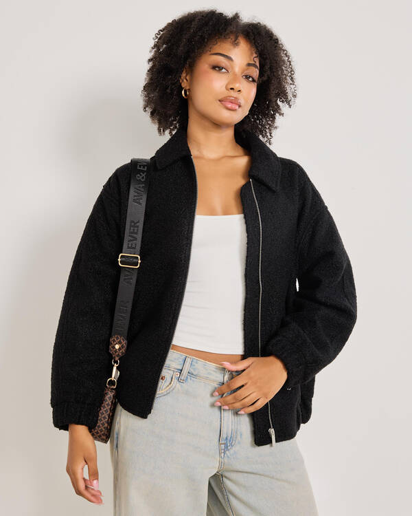 Juno Boucle Bomber Jacket