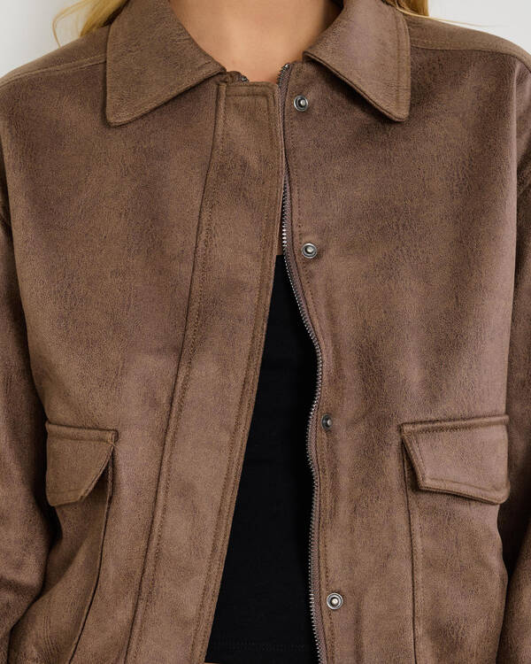 Tommy Faux Leather Bomber Jacket