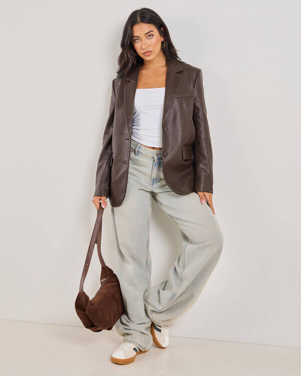Lenny Oversized Faux Leather Blazer