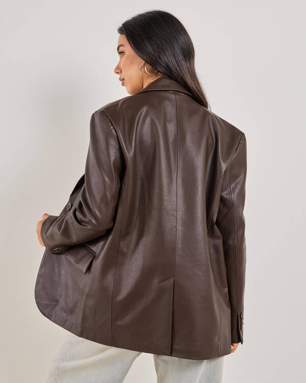 Lenny Oversized Faux Leather Blazer