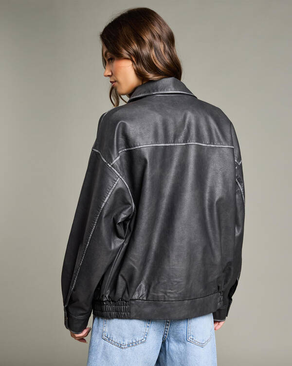Dakota Faux Leather Bomber Jacket