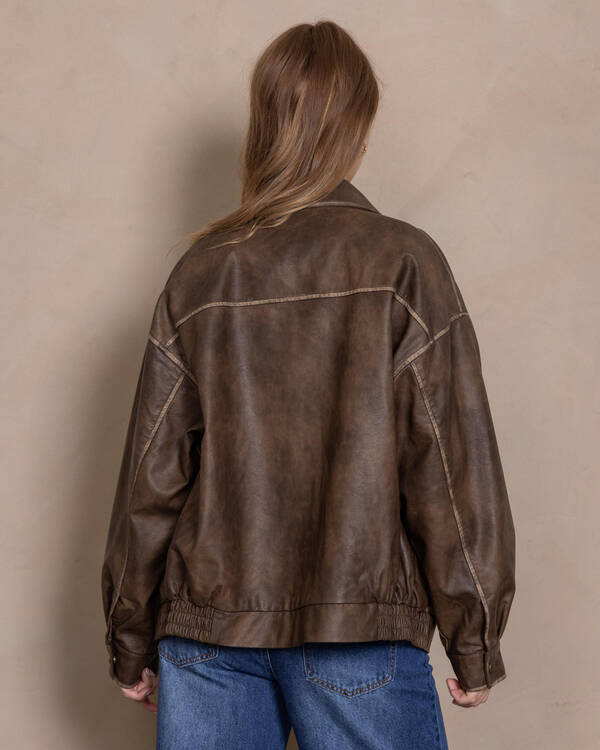 Dakota Faux Leather Bomber Jacket