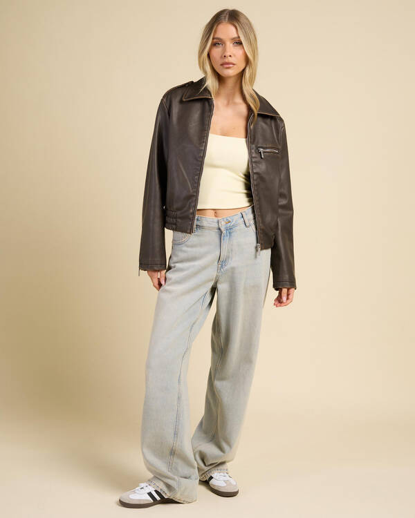 Pilot Faux Leather Bomber Jacket