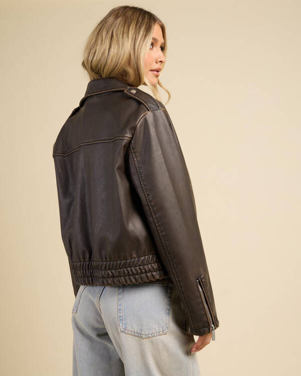 Pilot Faux Leather Bomber Jacket