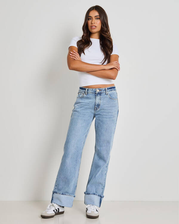 Turn Up Wide Leg Jeans