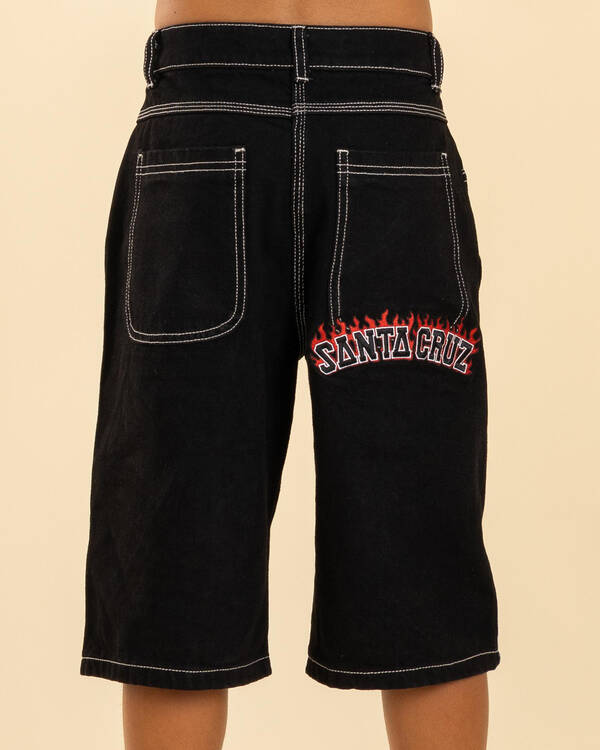 Flamed Collegiate Arch Denim Shorts