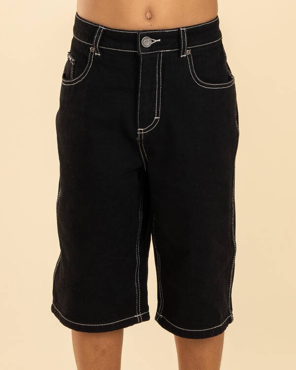 Flamed Collegiate Arch Denim Shorts