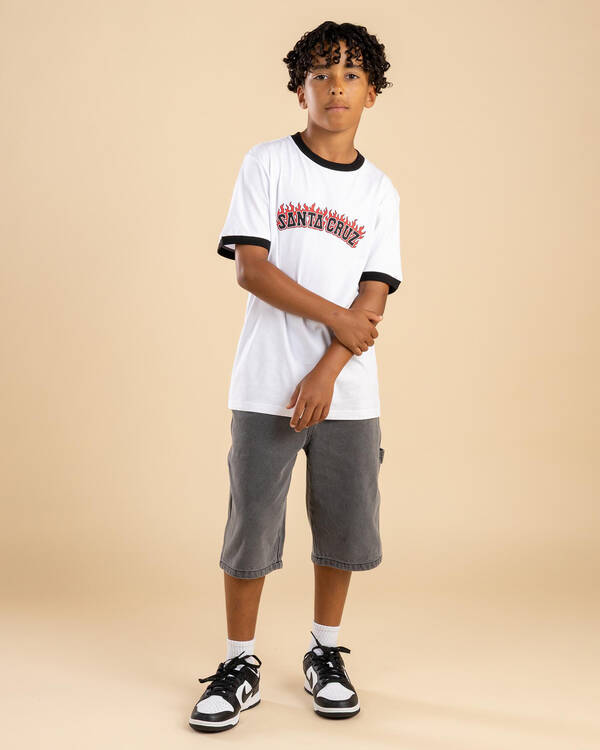 Flamed Collegiate Arch Ringer T-Shirt