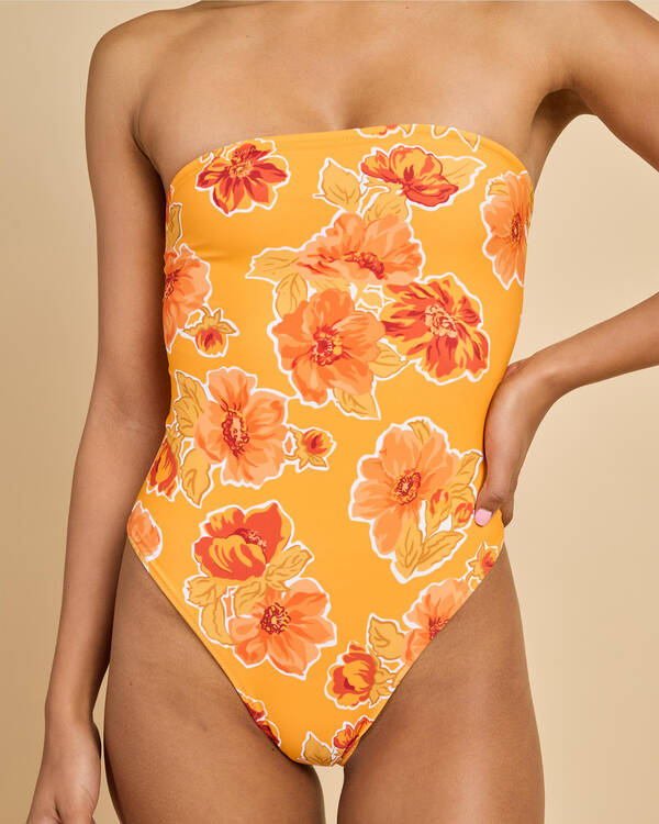 Ayla Floral Strapless One Piece Swimsuit
