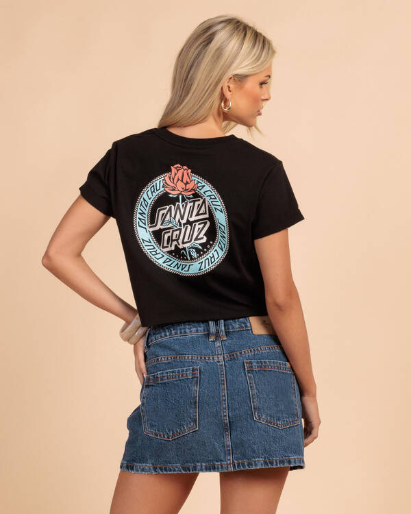 Rosette Ringed Dot Centre Fitted Cropped T-Shirt