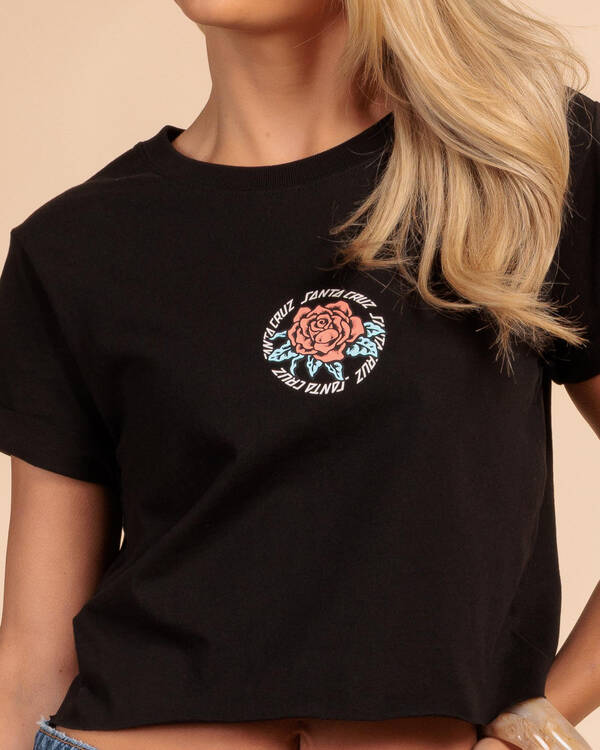 Rosette Ringed Dot Centre Fitted Cropped T-Shirt