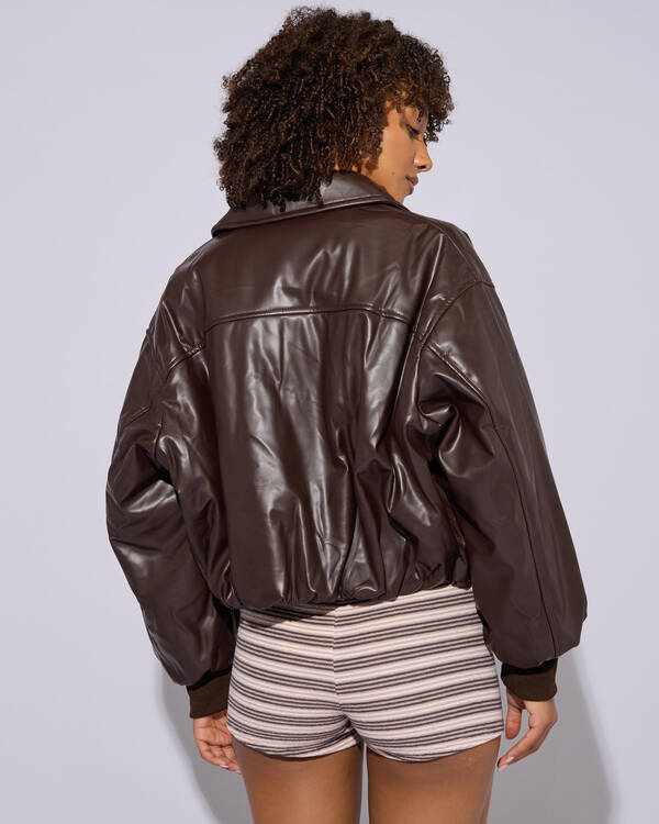 Huxley Faux Leather Puffer Jacket