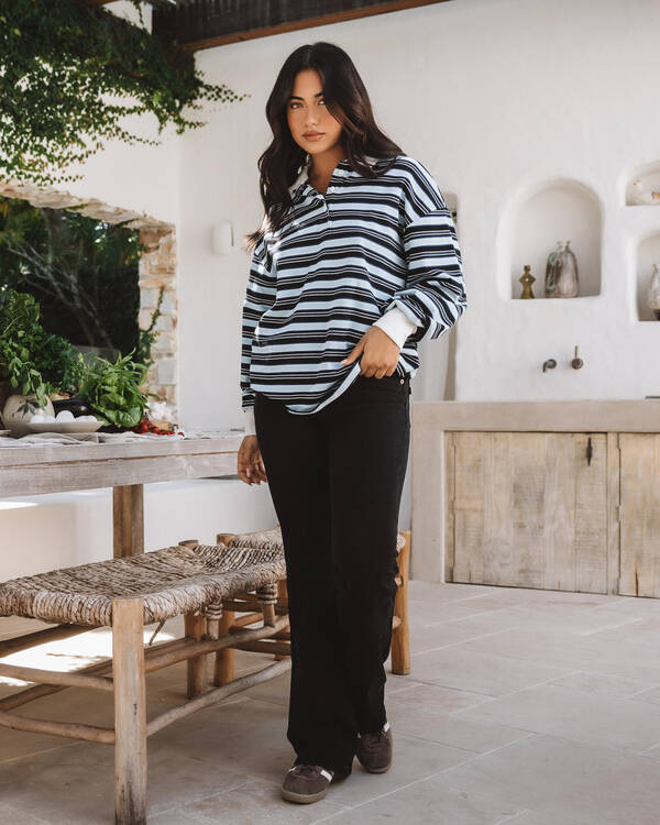 Gwen Stripe Polo Long Sleeve Top