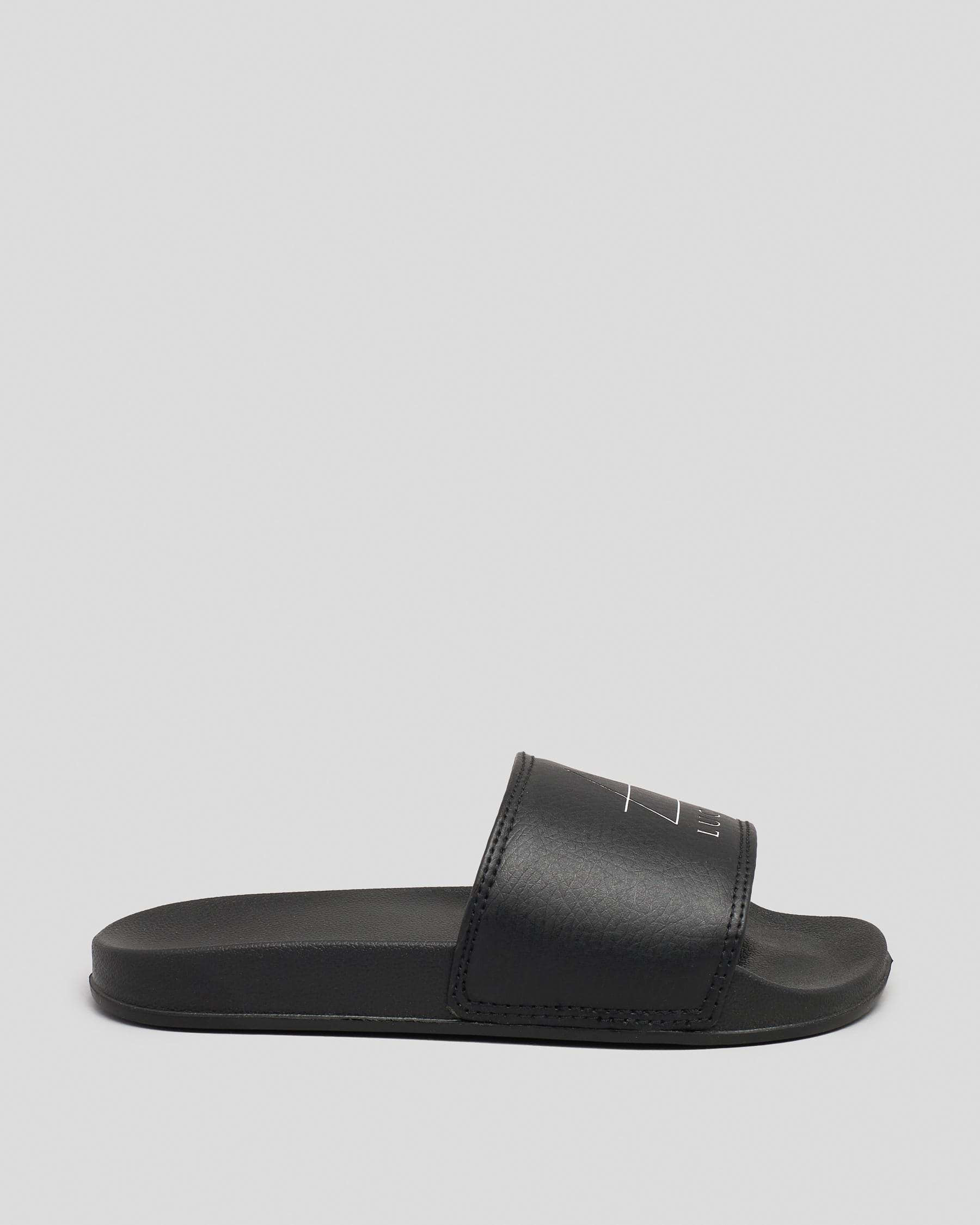 Shop Lucid Boys' Geomet Slides In Black/white - Fast Shipping & Easy ...