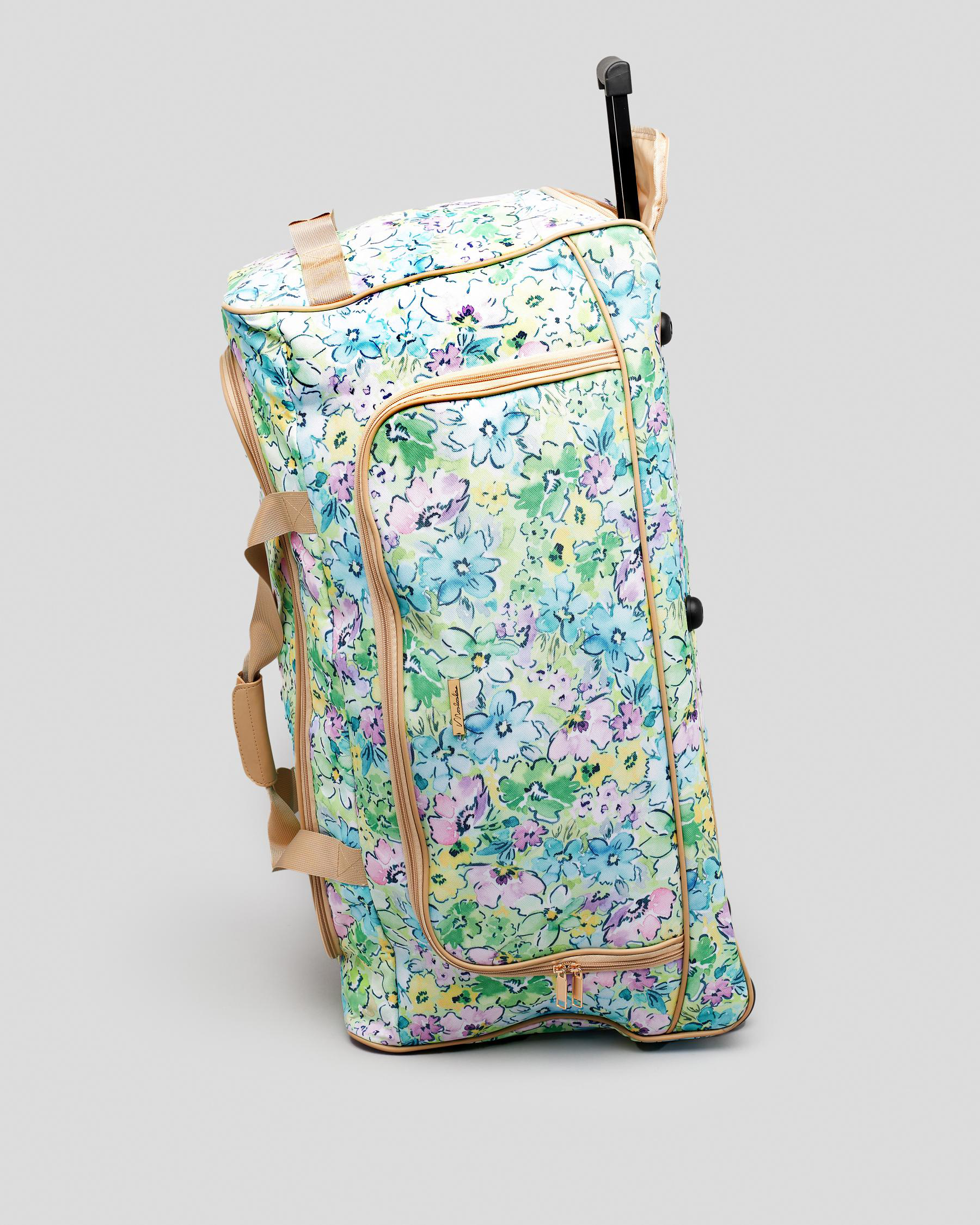 Shop Mooloola Audrey Large Wheeled Travel Bag In Green/blue/pink Fast