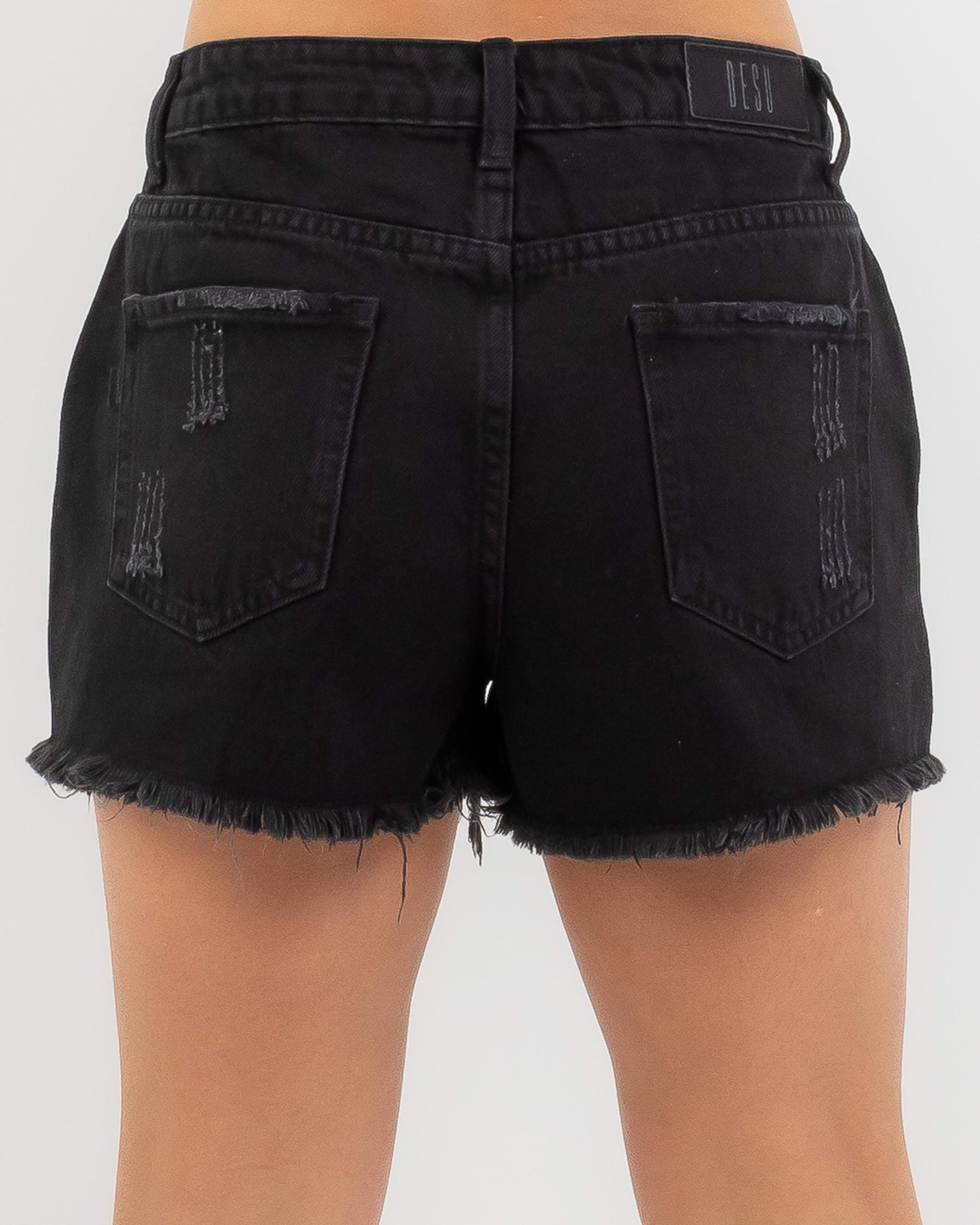 Shop DESU Girls' Imogen Shorts In Washed Black - Fast Shipping & Easy ...