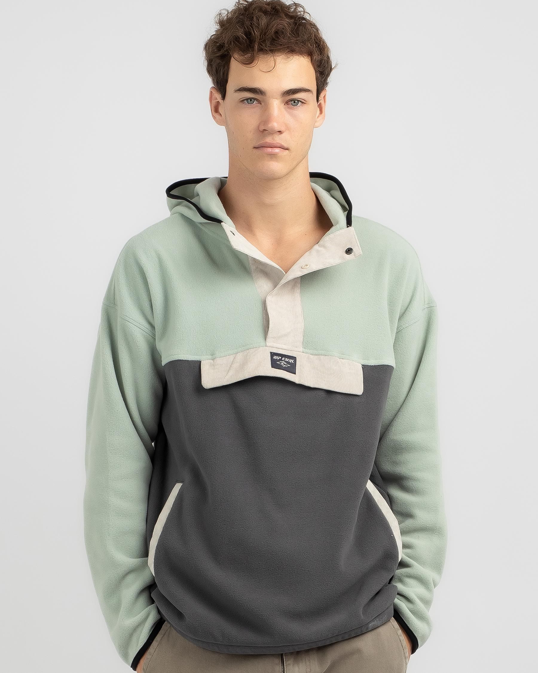 Rip Curl Beacon Polar Fleece Hoodie In Mineral Blue - Fast Shipping ...