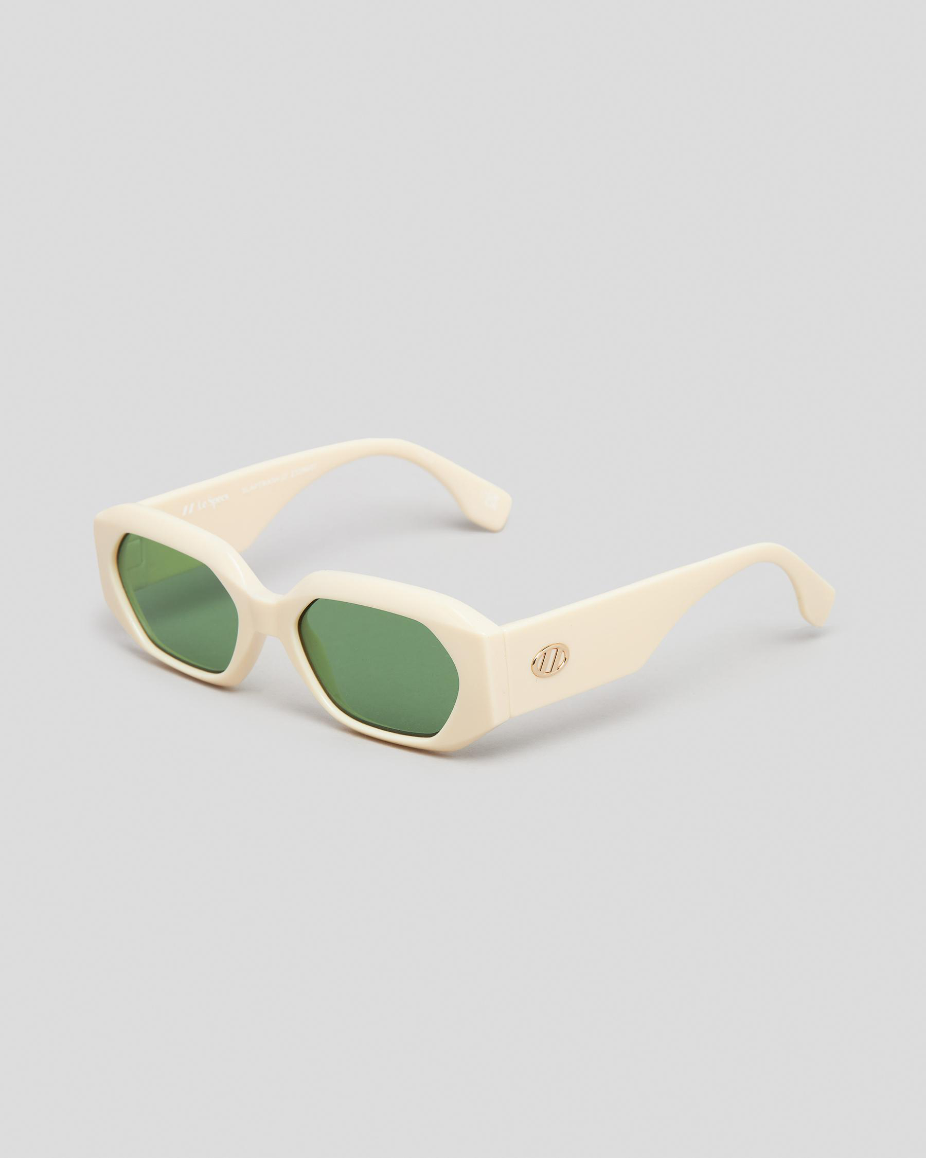 Shop Le Specs Slaptrash Sunglasses In Ivory/emerald Mono  display picture 1