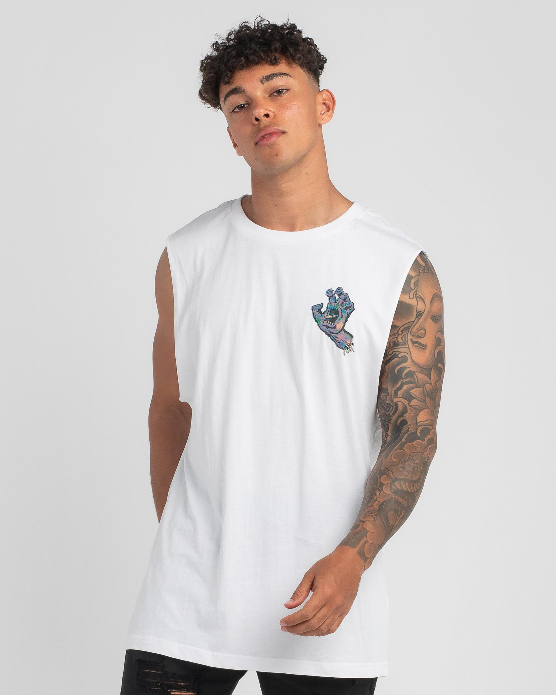 Shop Santa Cruz Foliage Hand Muscle Tank In White - Fast Shipping ...