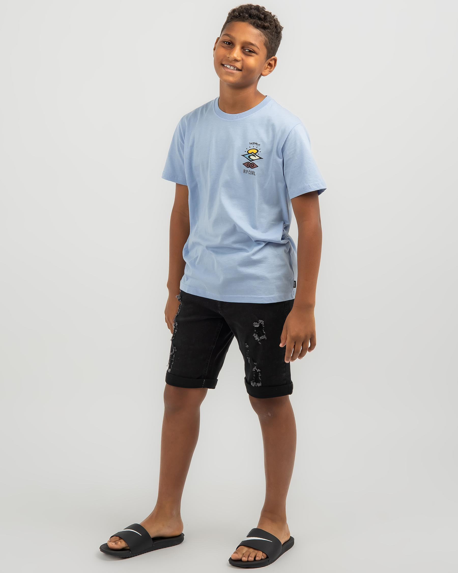 Rip Curl Boys' Search Icon T-Shirts In Cool Blue - Fast Shipping & Easy ...