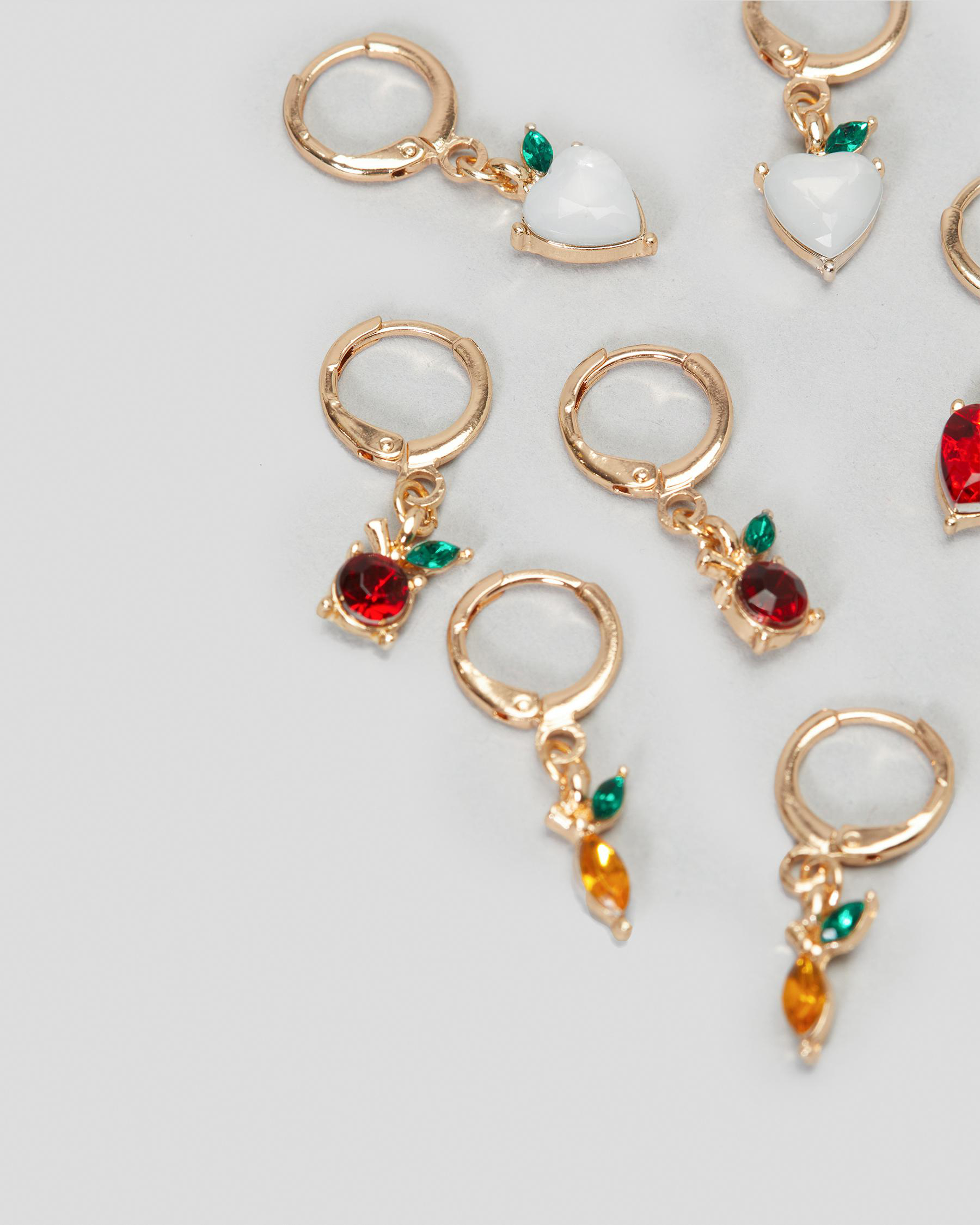 Shop Karyn In LA Fruit Punch Earring Pack In Shiny Light Gold/multi
