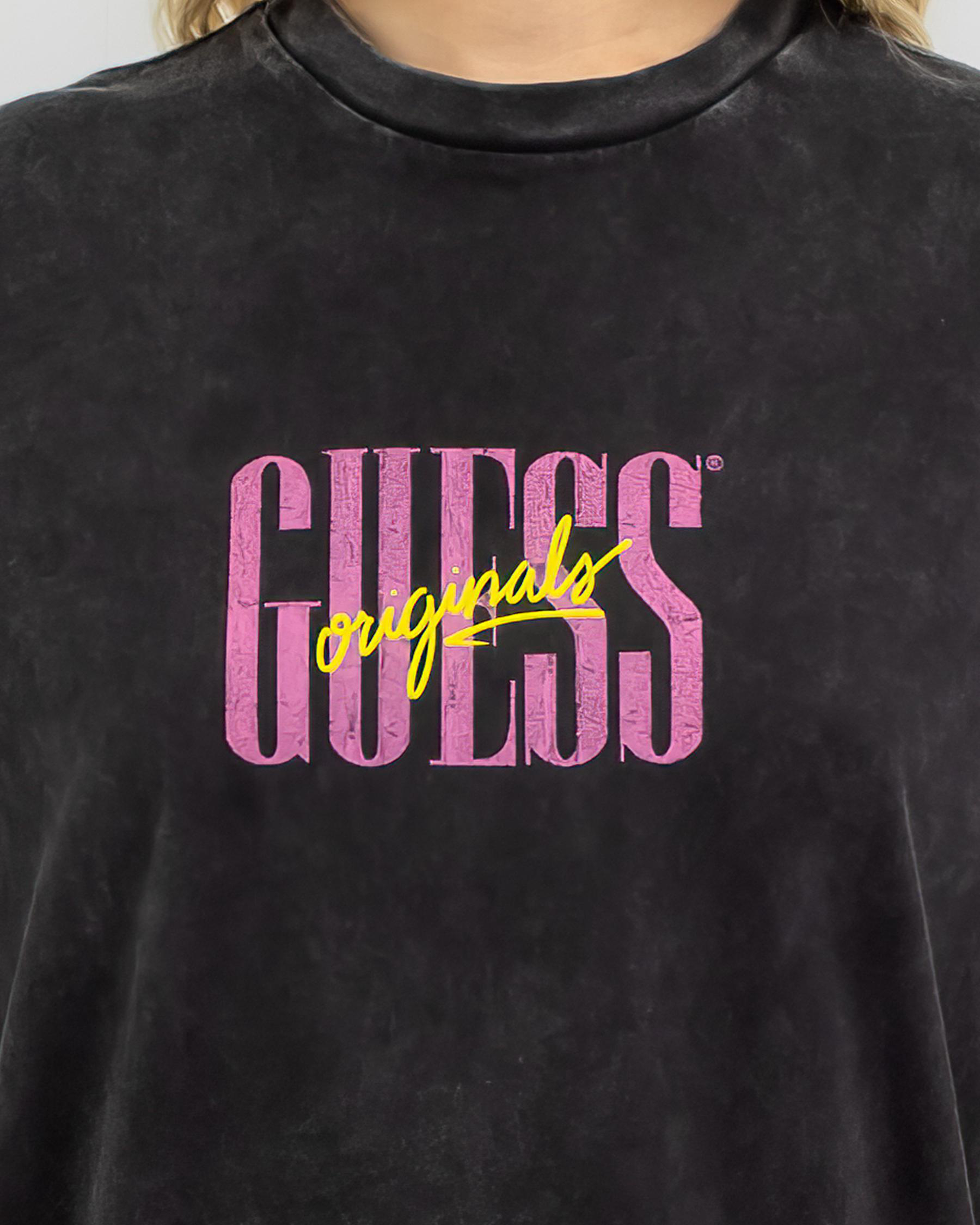 Shop GUESS Originals Rodgers Vintage T-Shirt In Jet Black Multi - Fast ...