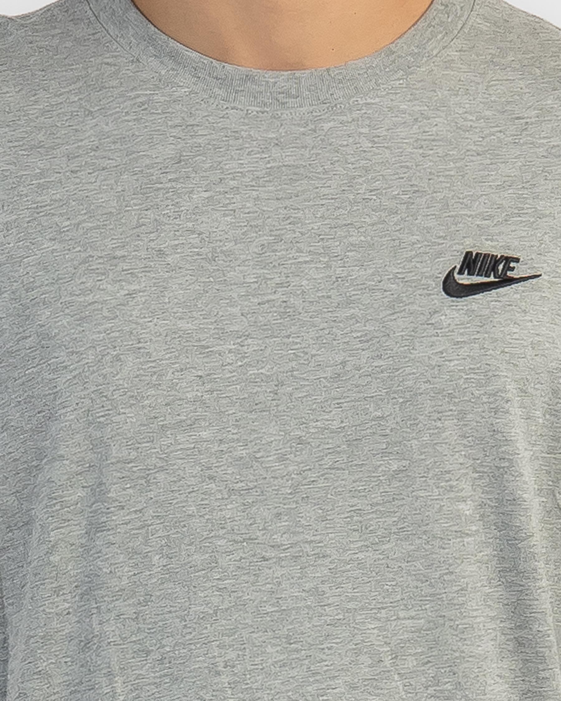 Shop Nike Sportswear Club T-Shirt In Dark Grey Heather/black - Fast ...