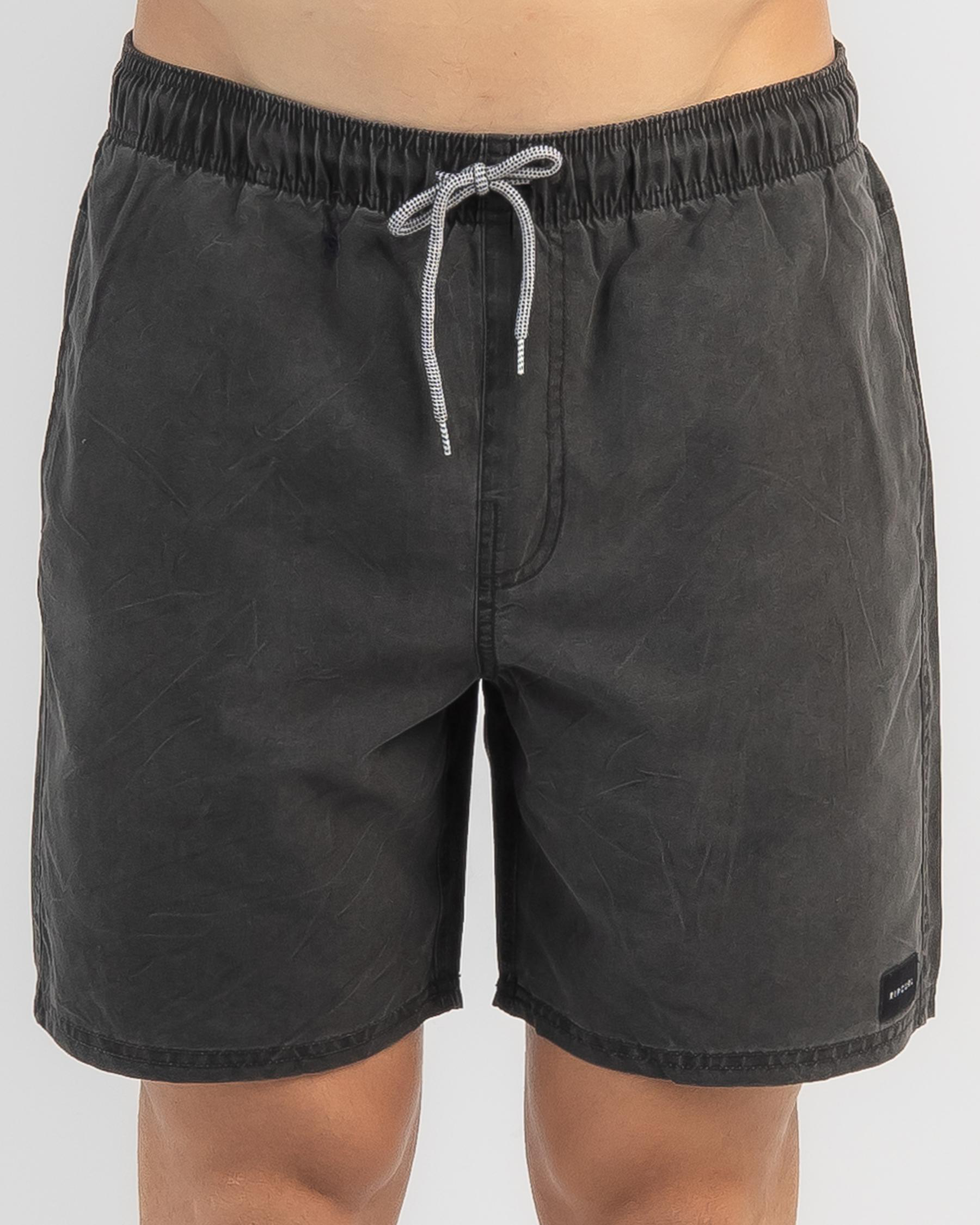 Rip Curl Girls' Classic Surf Beach Shorts - Black Cotton Canvas, X-Large