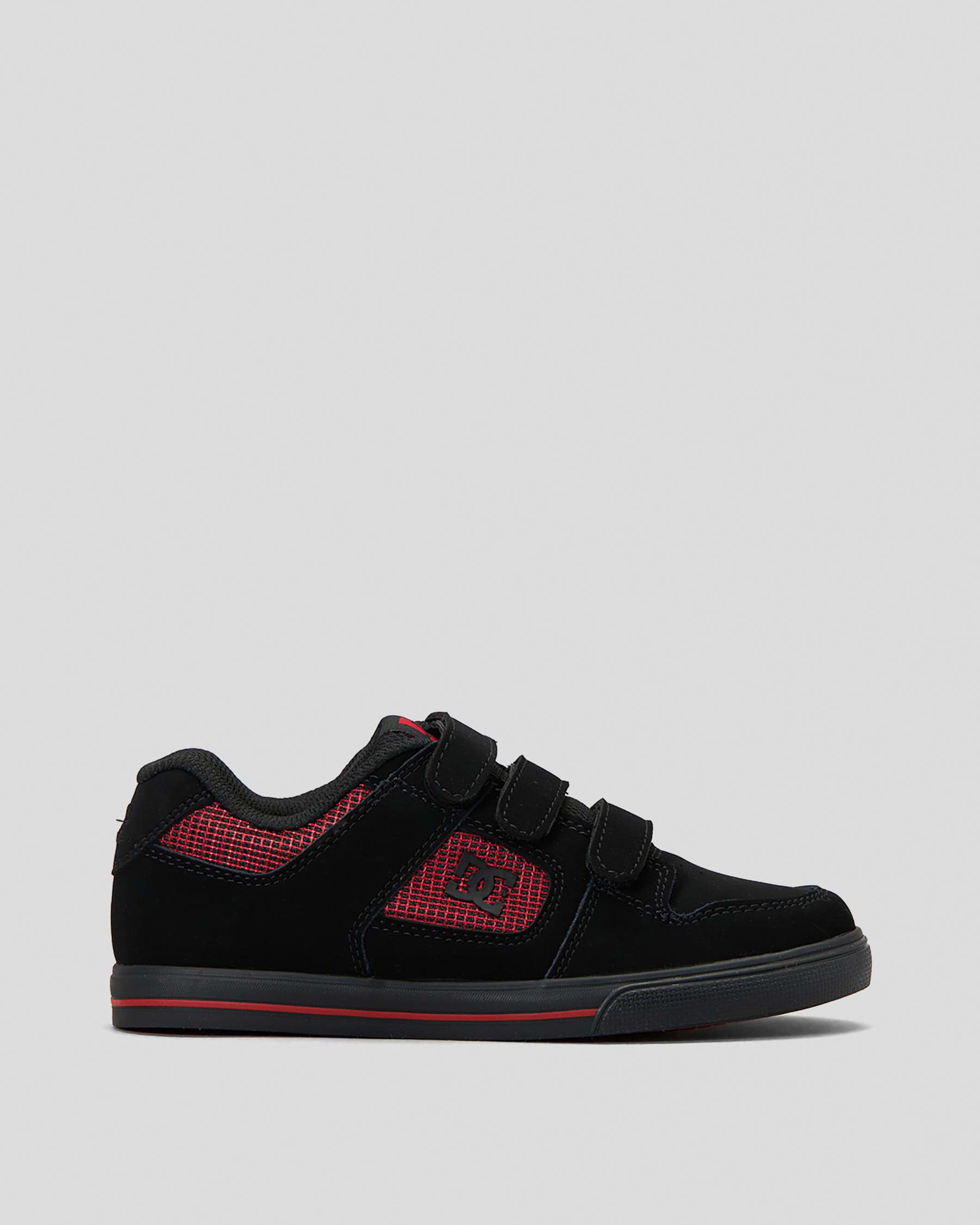 DC Shoes Junior Boys' Pure V Shoes In Black/black/red - Fast Shipping ...