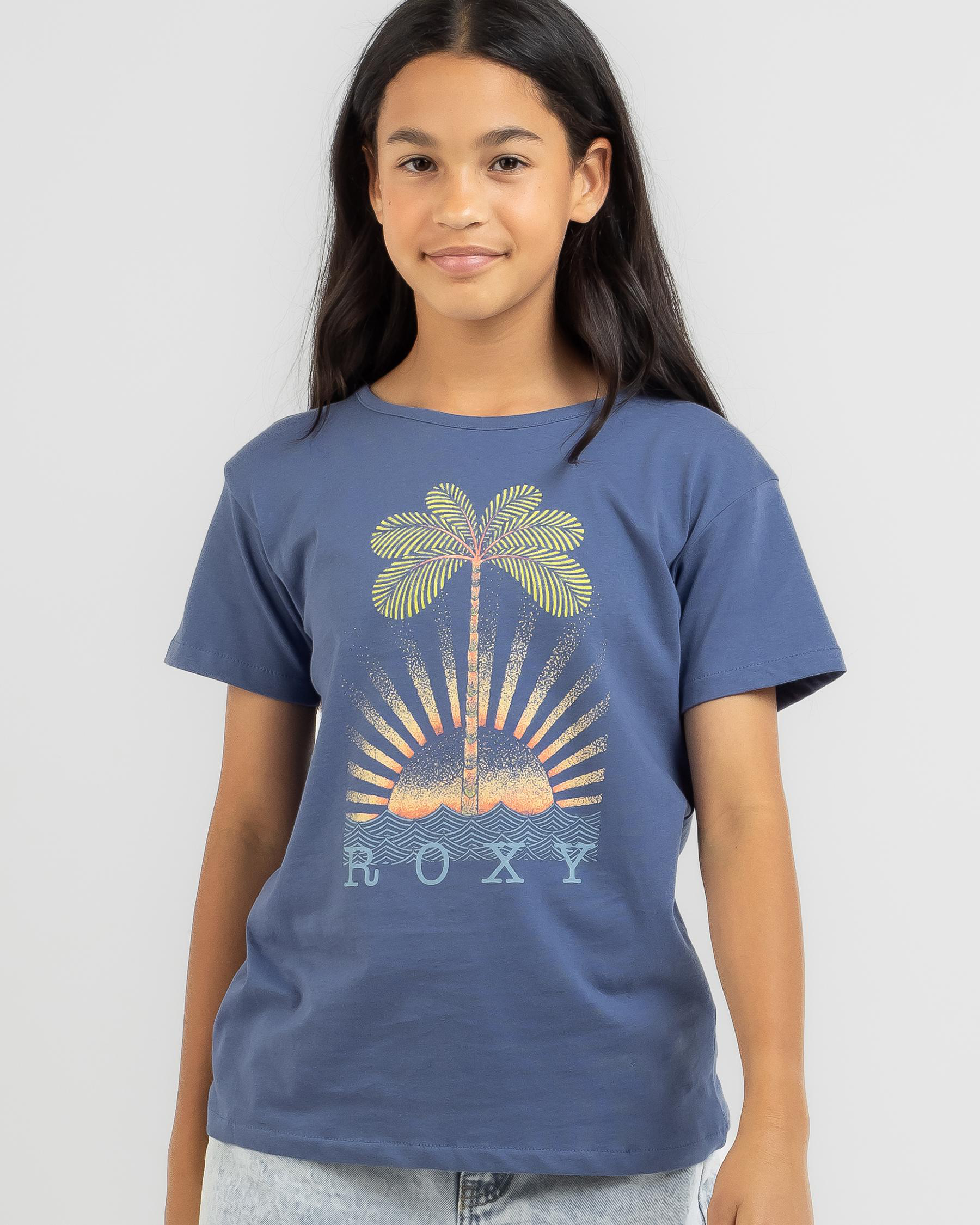Shop Roxy Girls' What I Like TShirt In Bijou Blue Fast Shipping