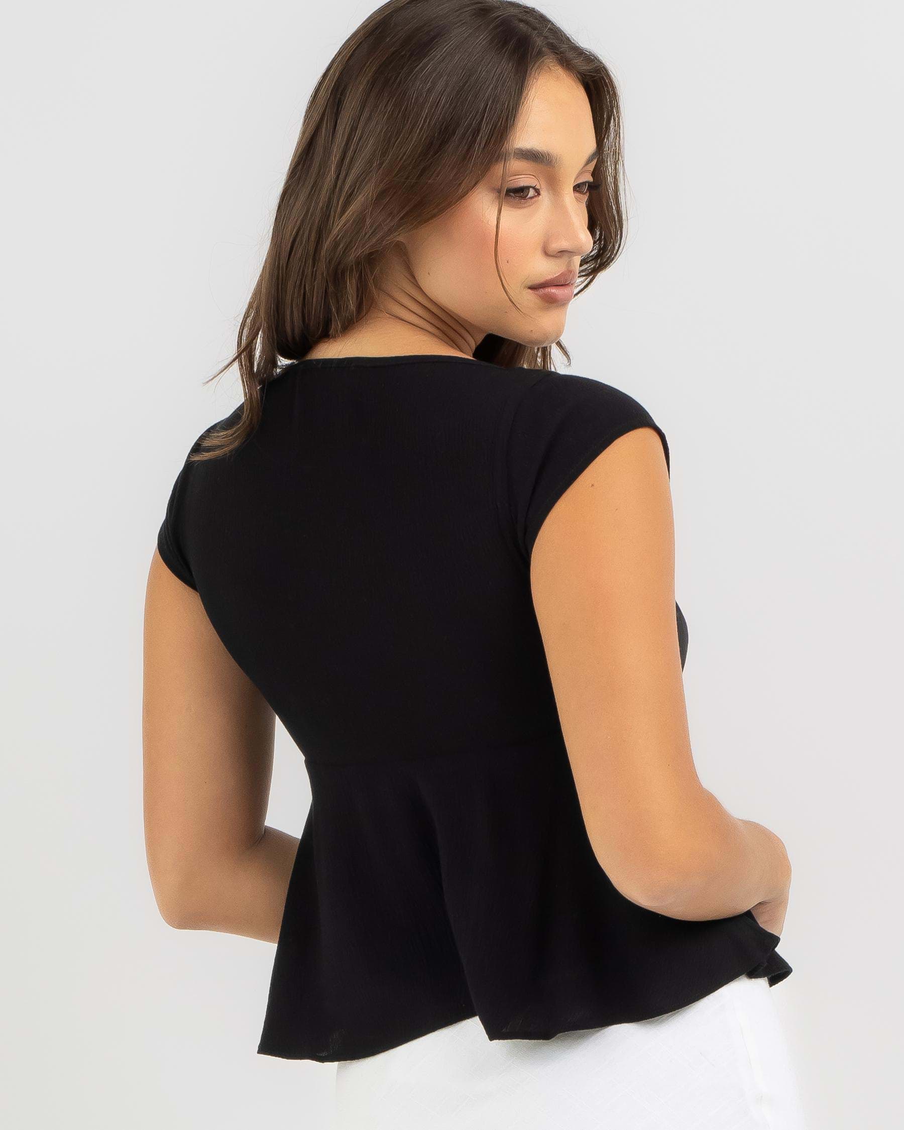 Shop Mooloola Lilibet Tie Front Top In Black - Fast Shipping & Easy ...