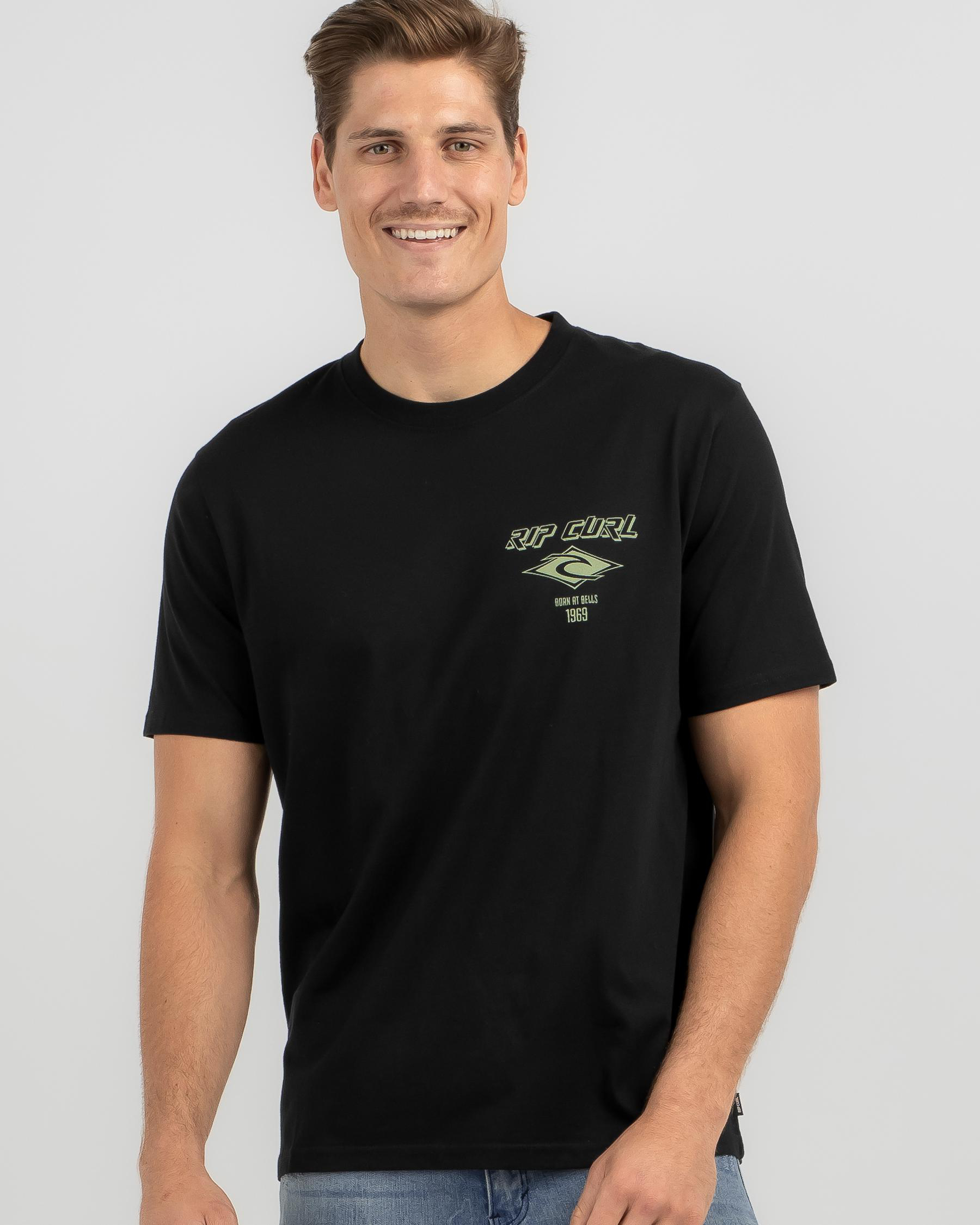 Rip Curl Fade Out Icon T-Shirt In Black/ Green - Fast Shipping & Easy ...