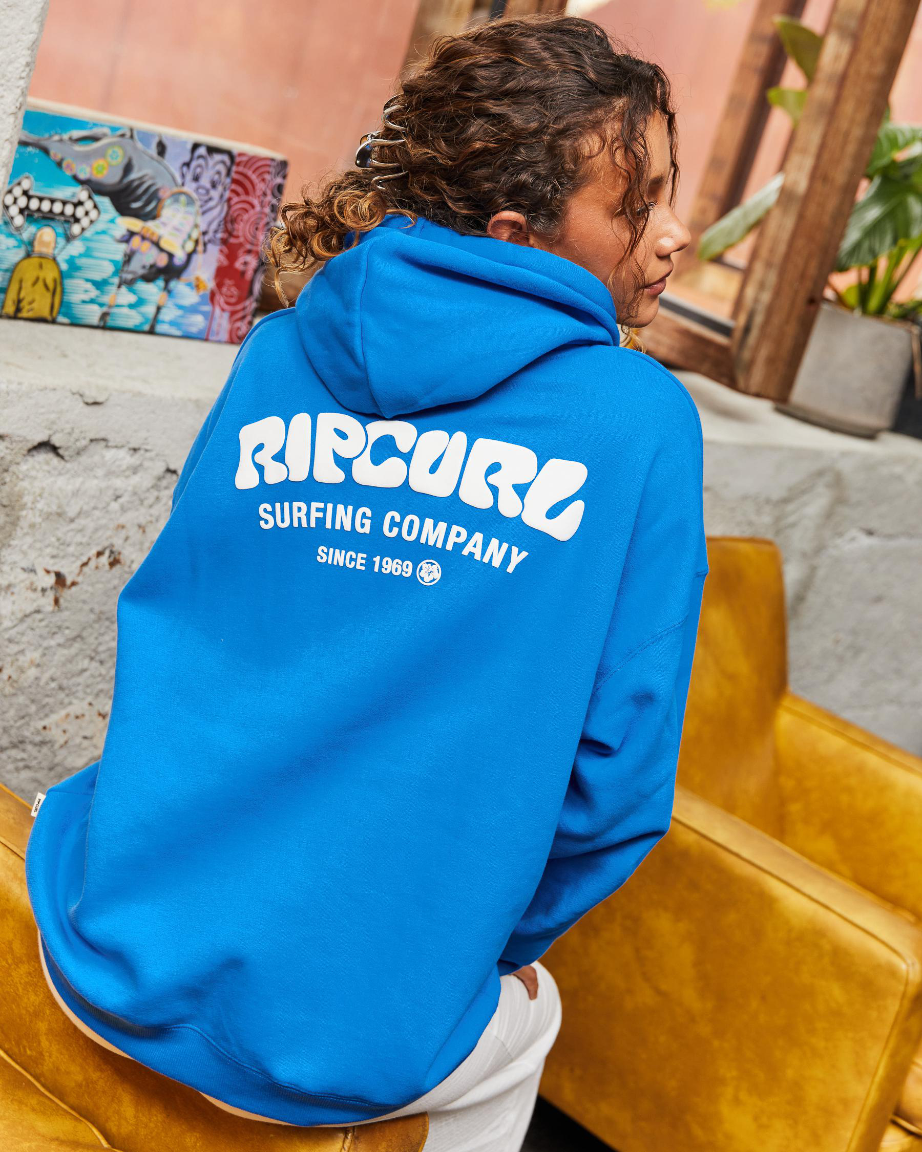 Rip Curl Surf Puff Heritage Hoodie In Royal Blue Fast Shipping & Easy