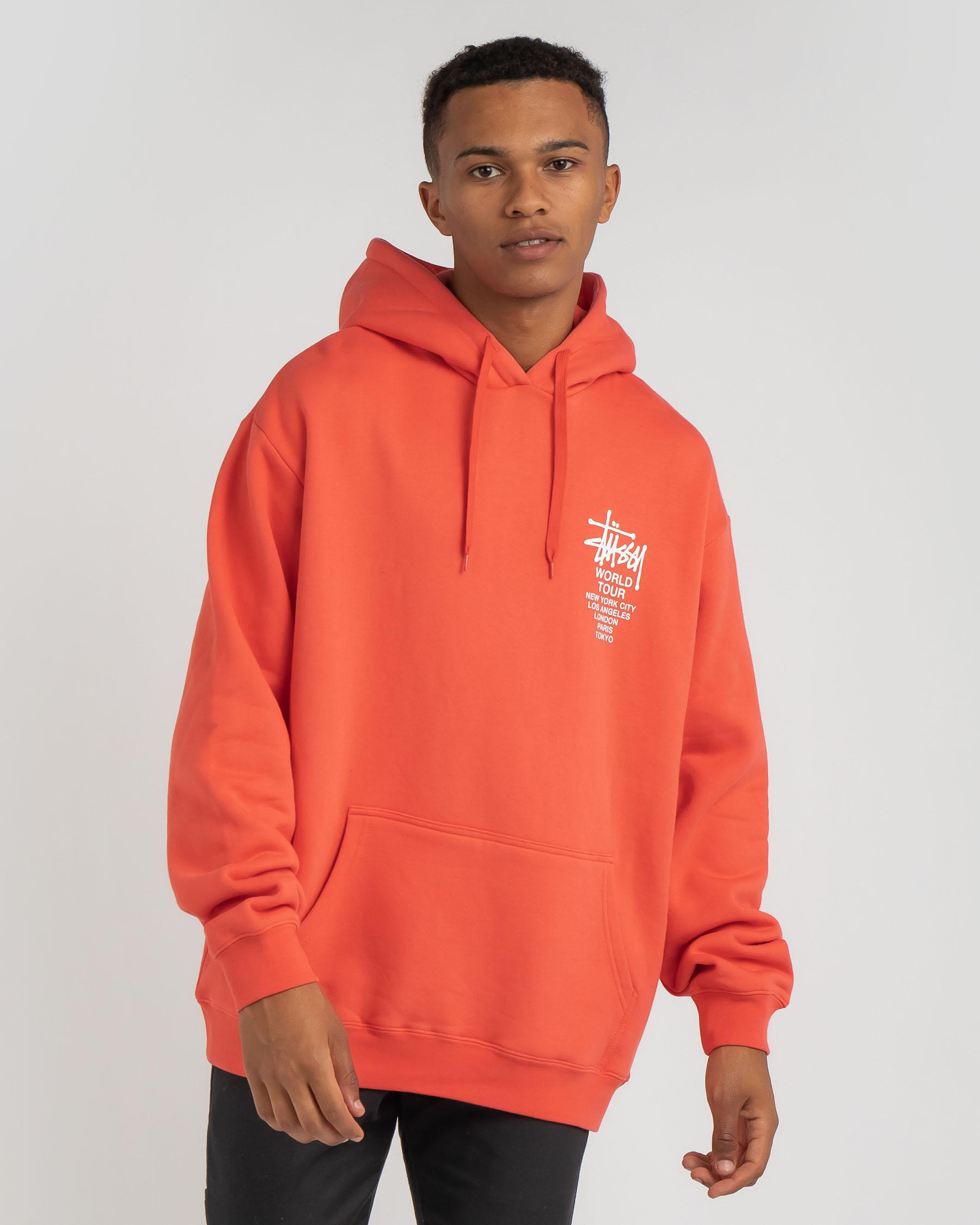 Stussy World Tour Hoodie In Solid Hot Coral - Fast Shipping & Easy ...
