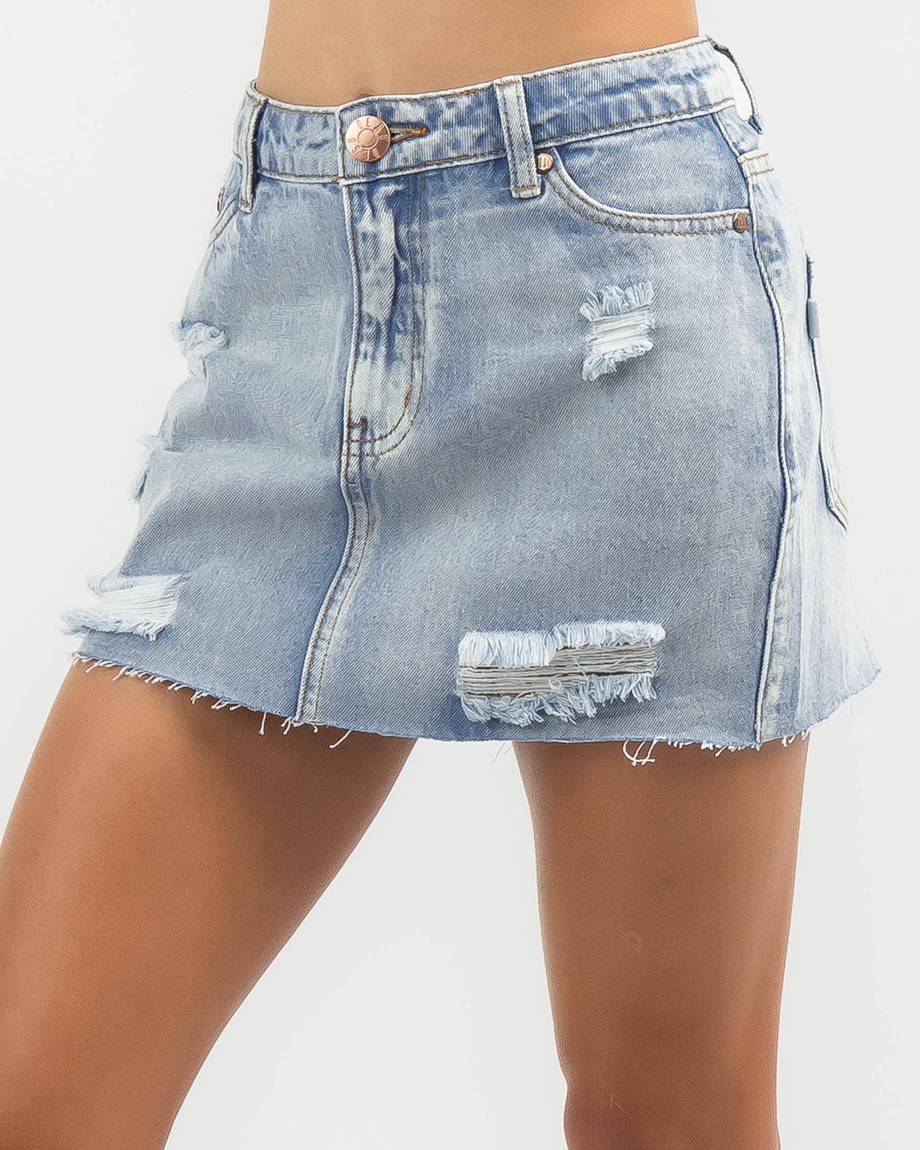 DESU Girls' Lo Rider Ripped Skirt In Light Mid Blue - Fast Shipping ...