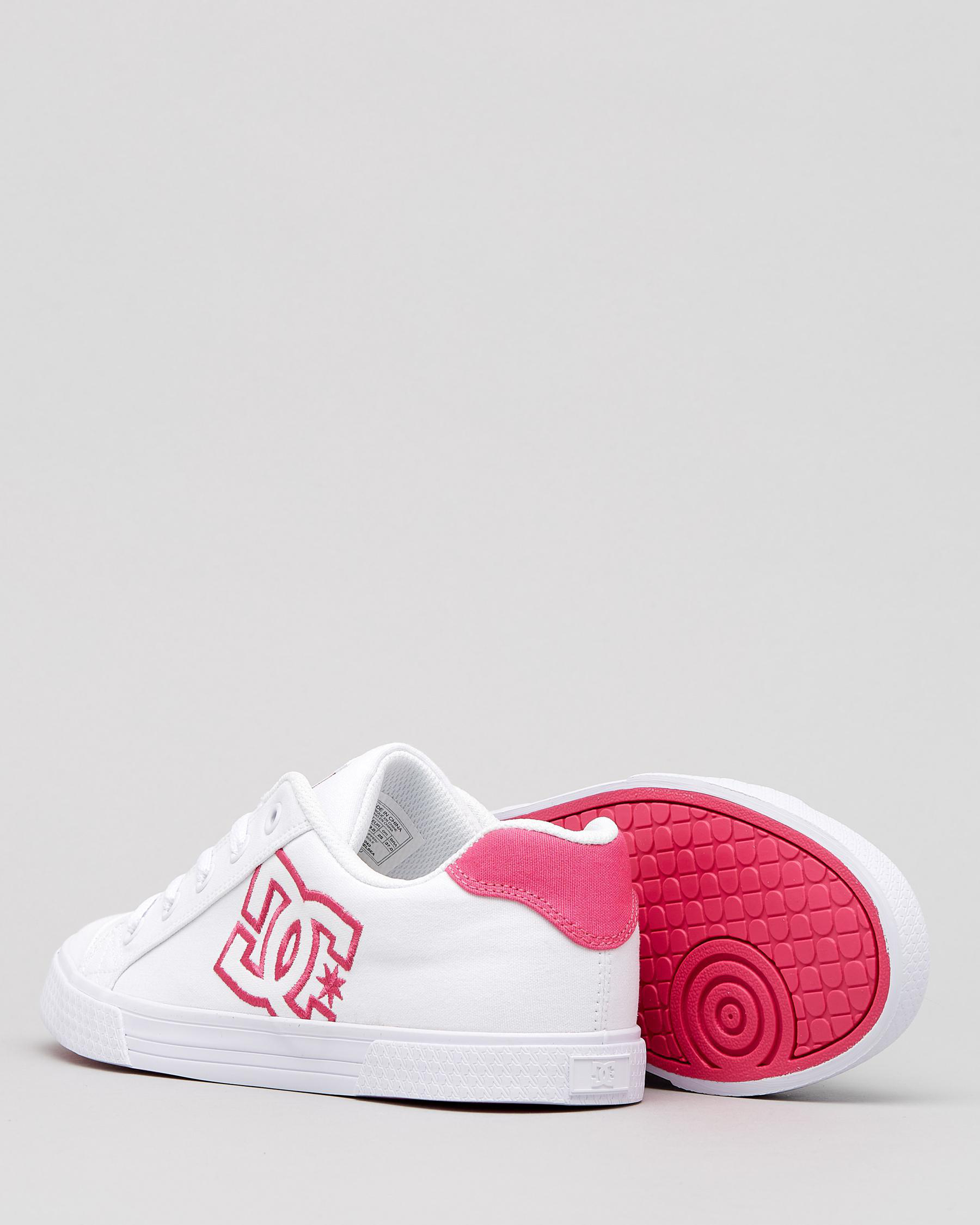 Shop DC Shoes Womens Chelsea Shoes In White/crazy Pink Fast Shipping