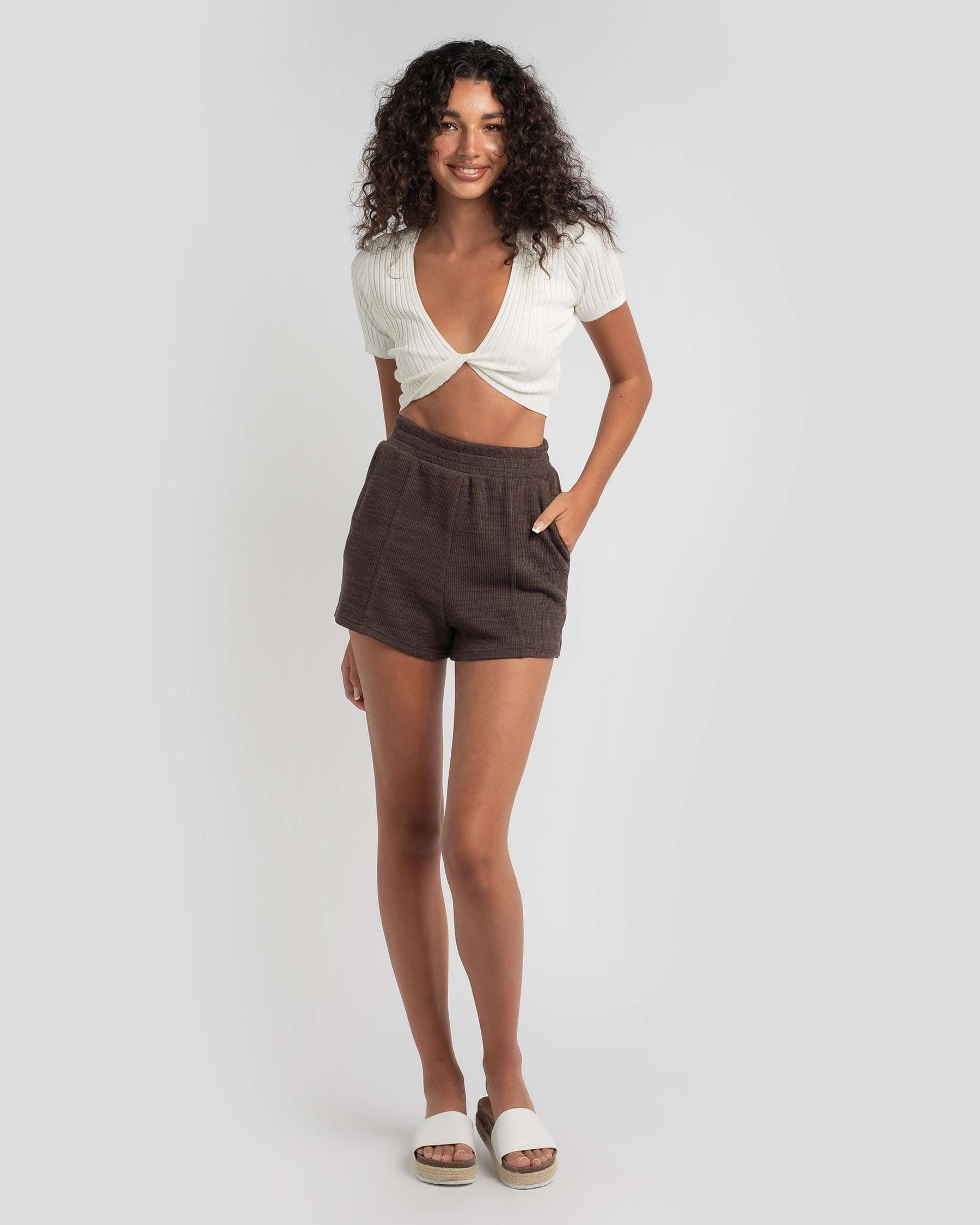 Shop Ava And Ever Tara Shorts In Chocolate - Fast Shipping & Easy ...