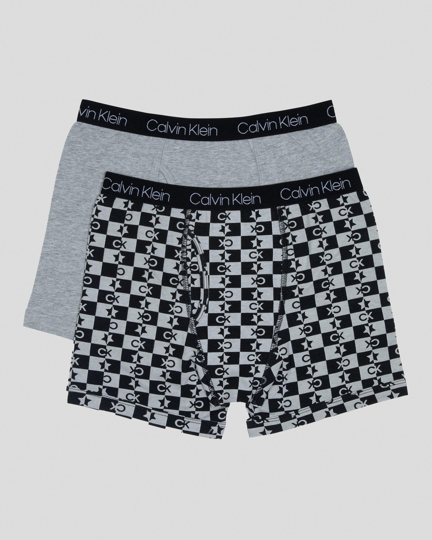 Shop Calvin Klein Boys' Cotton Stretch Boxer Brief 2 Pack In Black ...