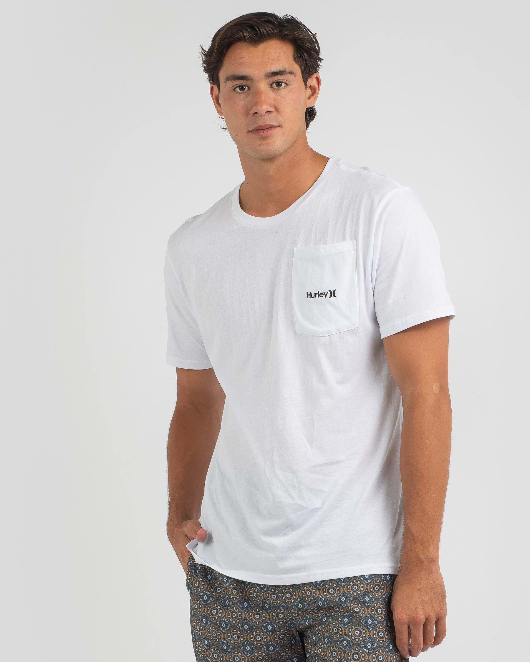 Shop Hurley One and Only Pocket T-Shirt In White - Fast Shipping & Easy ...
