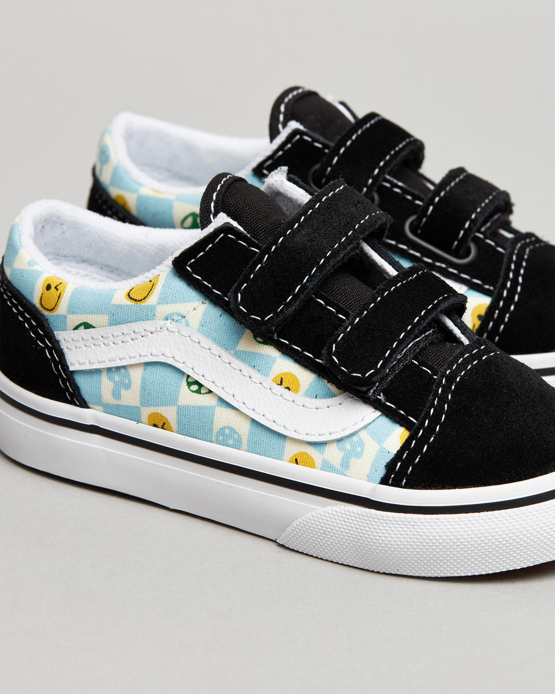 Shop Vans Toddlers' Old Skool V Shoes In Melted Check Black/multi