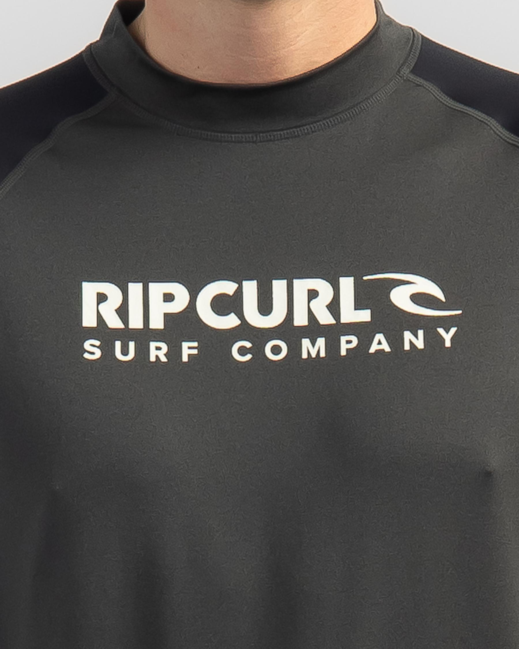 Shop Rip Curl Shock UPF Short Sleeve Rash Vest In Black Marle Fast