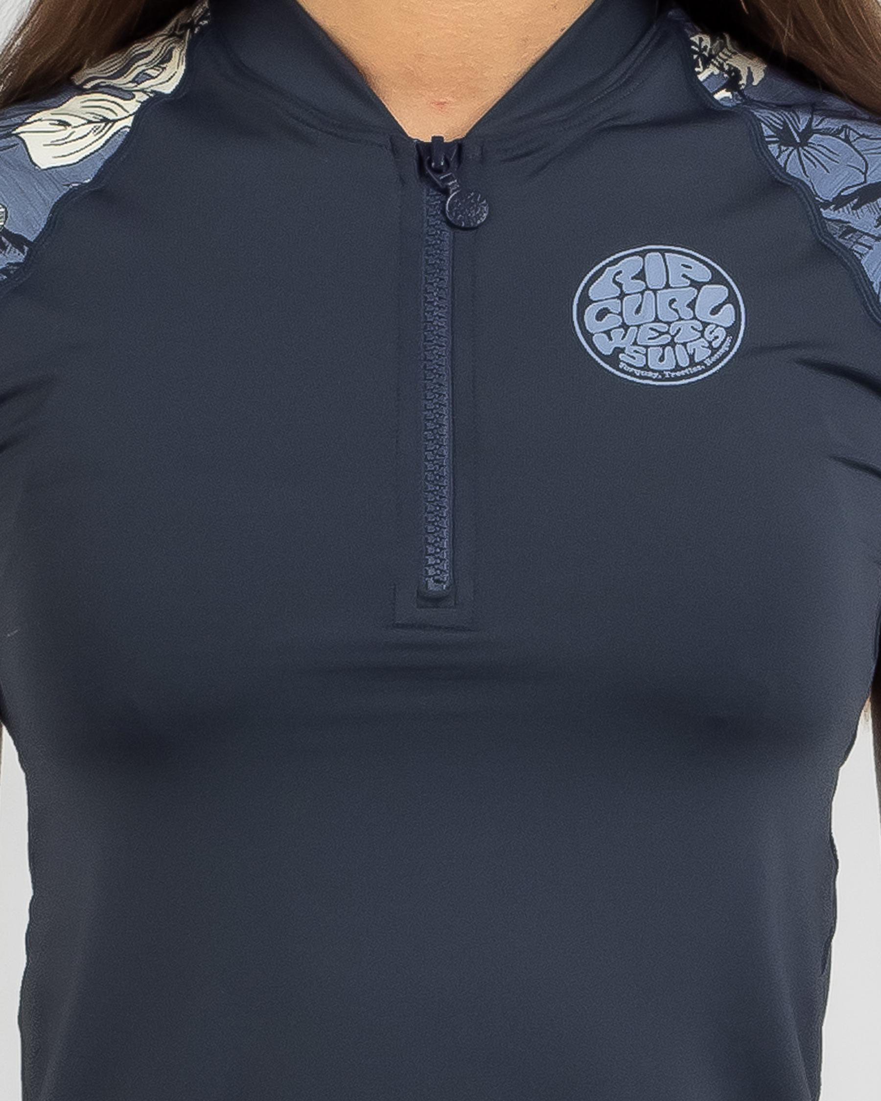 Rip Curl Surf Treehouse Cap Sleeve Rash Vest In Navy FREE* Shipping