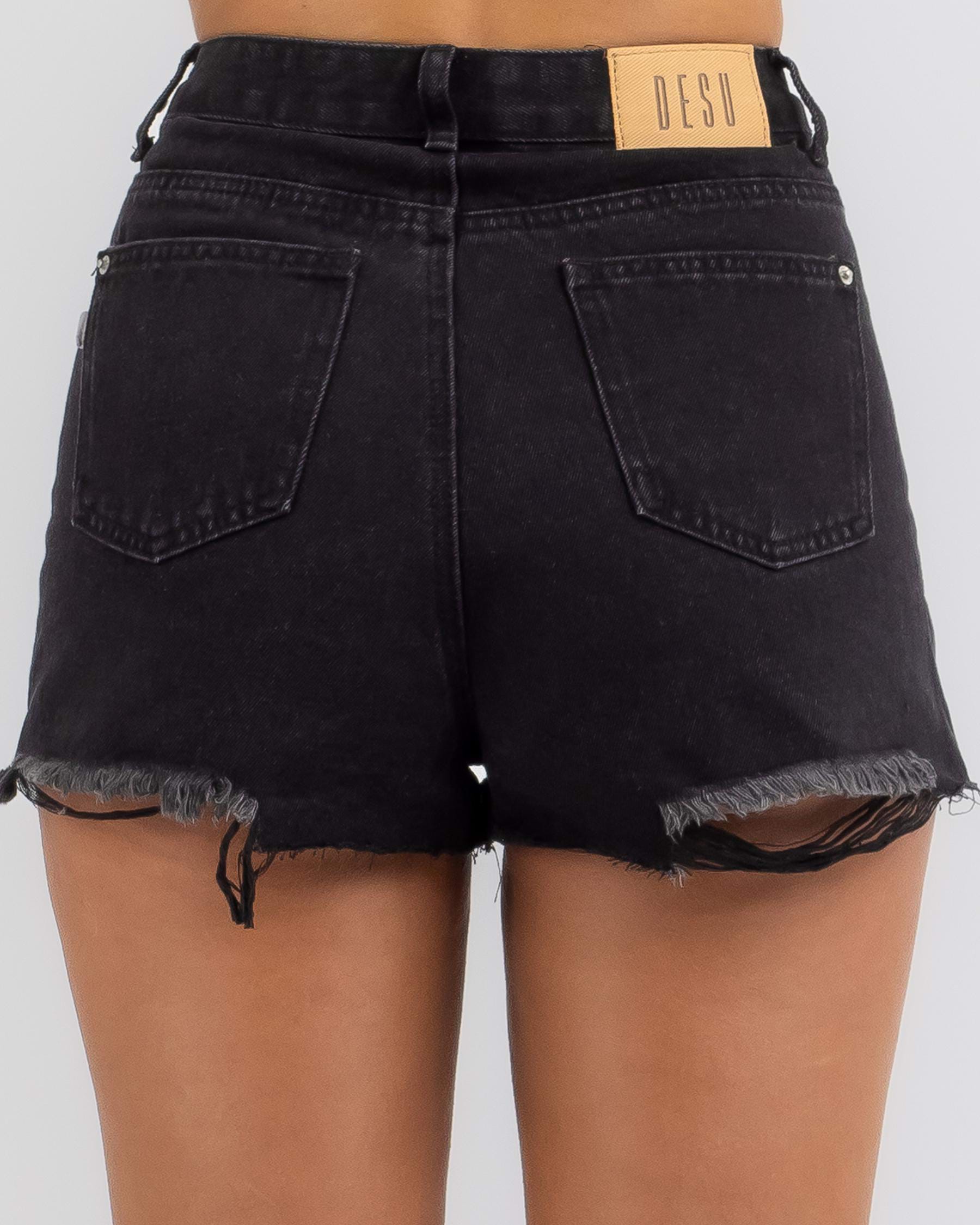 DESU Kelsey Shorts In Washed Black - Fast Shipping & Easy Returns ...