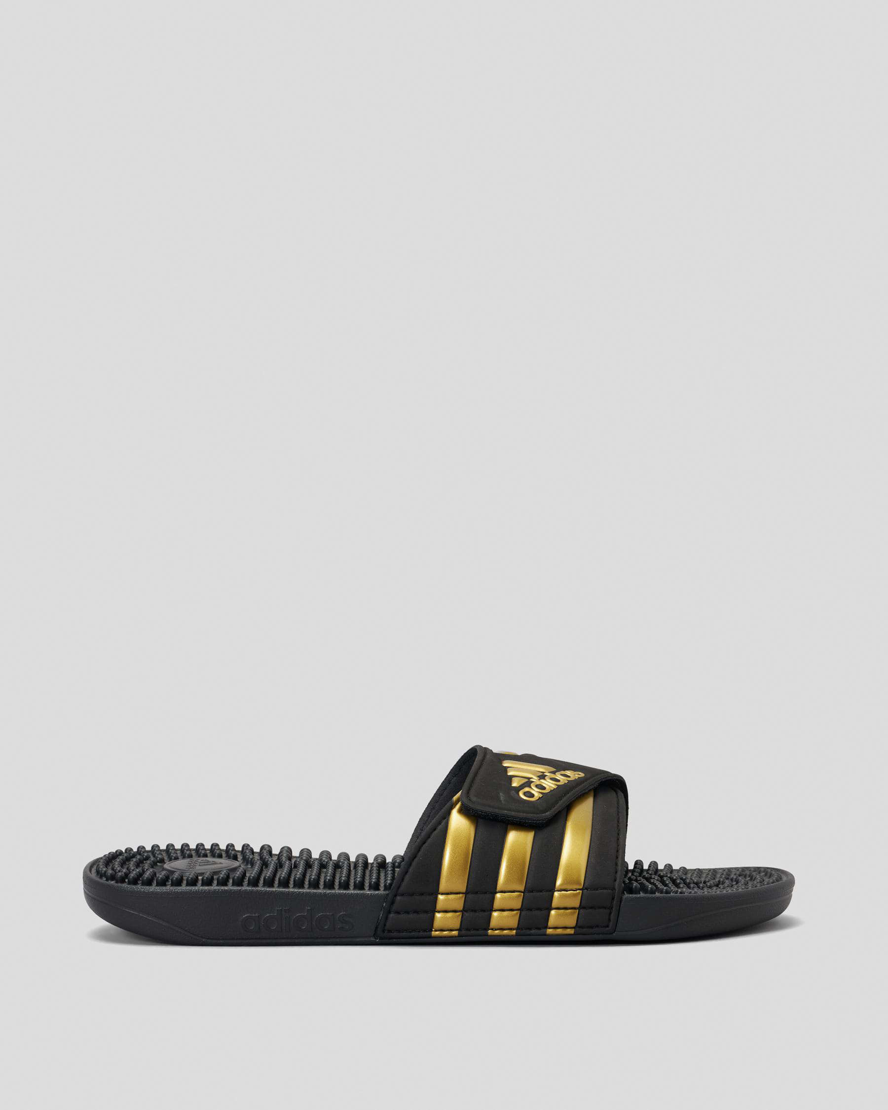 Adidas Adissage Slides In Core Black/gold Met/core Black - Fast ...