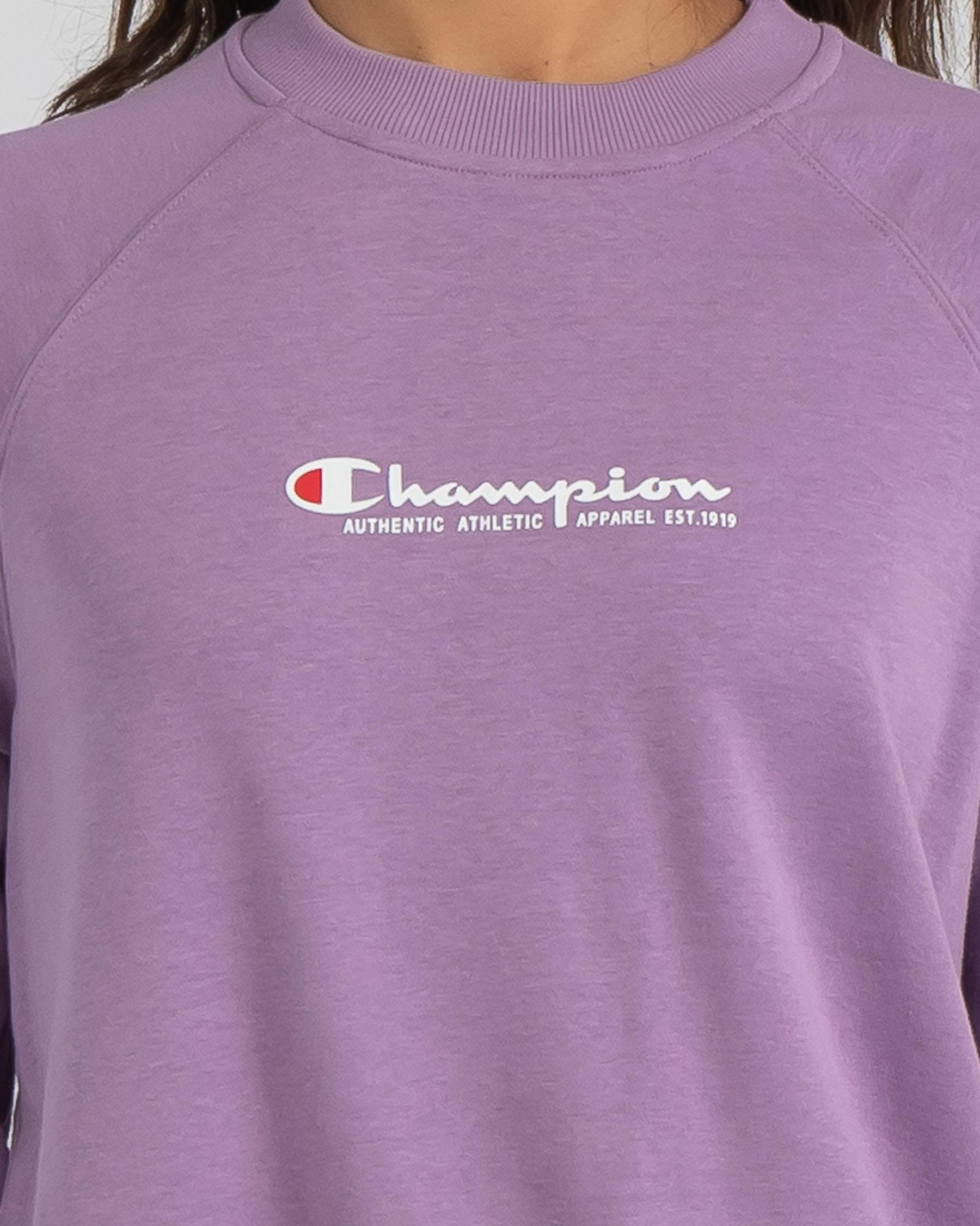 Champion Logo Crew Sweatshirt In Frosted Grape - Fast Shipping & Easy ...